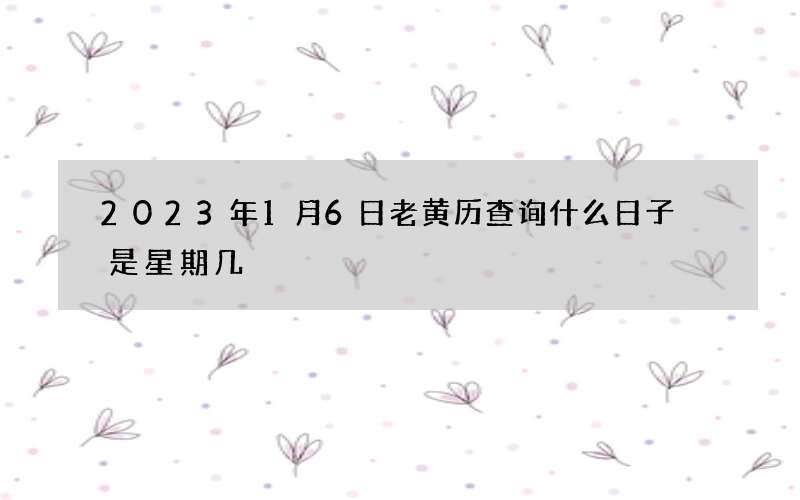 2023年1月6日老黄历查询什么日子 是星期几
